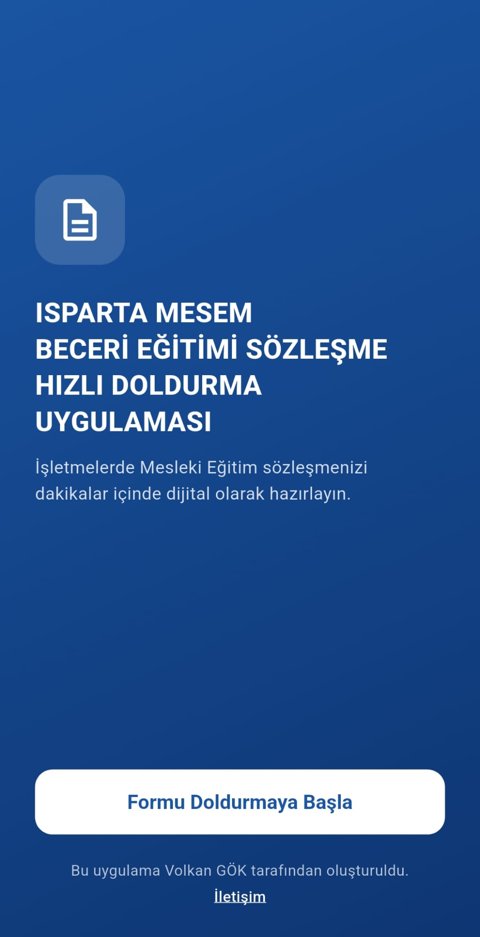 Start screen of the MESEM contract application on a phone screen